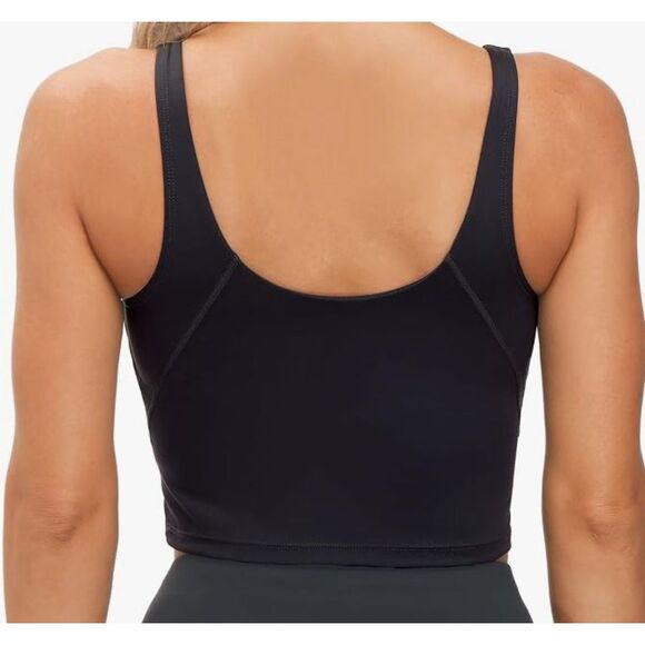 The Gym People Longline Sports Bra Black Size Large NWT Padded Tank Top - Picture 5 of 5